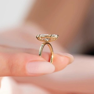 2.05 CT Marquise Moissanite Engagement <b>Ring</b>, 14K Yellow Gold Hidden Halo <b>Solitaire</b> <b>Ring</b> with 6 Prongs, Modern Bridal Jewelry - Product Image 3