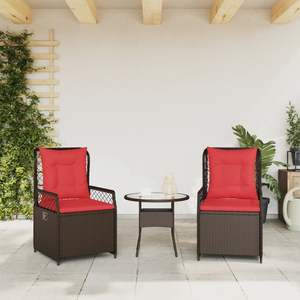 Chaise de patio inclinable moyenne en rotin PE marron avec structure en acier thermolaqué pour jardin - Product Image 3