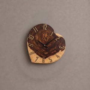 Rustic Wood Heart Shape Wall <b>Clock</b> Analog Quartz Silent Living Room Decor - Product Image 2