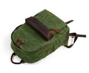 Sac à dos pour ordinateur portable en toile unisexe vert souple avec bretelles résistant à l'eau 20-39L style décontracté fermeture éclair - Product Image 4