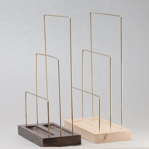Modern Metal Jewelry Display Organizer With <b>Wooden</b> Base For Necklaces Earrings Rings And Bracelet Storage Organization - Product Image 2