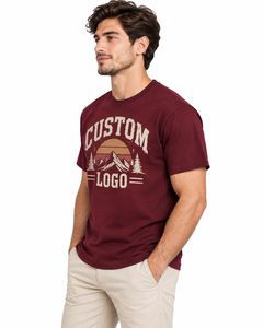 T-shirt en coton à col rond bleu marine uni surdimensionné pour homme, manches courtes, style streetwear décontracté, jersey tricoté, coupe ajustée, 100% coton, col rond - Product Image 2