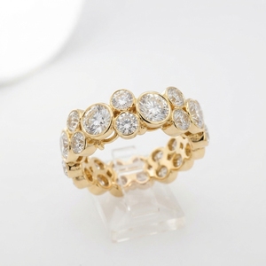 แหวนทองคำ 14K สีเหลือง ประดับเพชรทรงกลม 5.20 กะรัต ดีไซน์วงแหวนแบบ Bubble Band เพชรแท้ แหวนหรูหราสำหรับงานแต่งงานหรือวันครบรอบ - Product Image 1