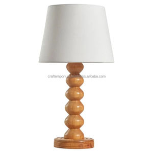 carved wooden table <b>lamps</b> featuring hand-finished textures and luxurious lampshades, ideal for warm and refined living spaces. - Product Image 6