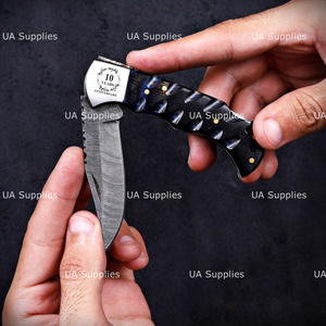 UA Supplies DIY Grade Handmade Carbon Steel Camping Folding Utility Knife Clip Point Blade Wood Handle Straight Edge 6.5 - Product Image 2