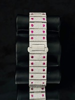 Montre rectangulaire de luxe pour femme en acier inoxydable avec moissanite rose et chiffres romains, mouvement à quartz analogique, montre de mode