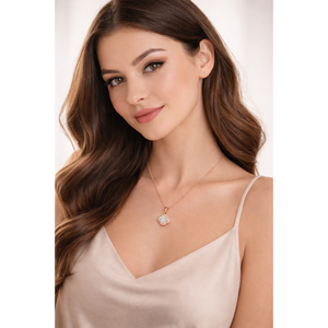 จี้เพชรทรงกลมชุบทองคำขาว 925 เงินแท้ พร้อมสร้อยขัดเงาแบบมินิมอล ของขวัญสำหรับผู้หญิง - Product Image 5