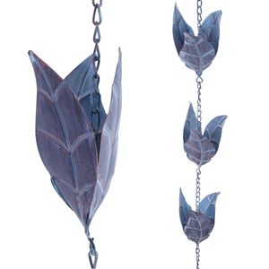 Chaîne de pluie en fer de style traditionnel pour jardin extérieur, drainage décoratif de l'eau de pluie, remplacement de la gouttière de toit - Product Image 2
