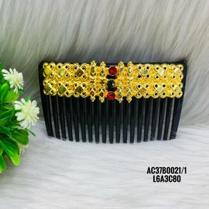 Peineta de Pelo de Aleación de Zinc Chapada en Oro y Plata, Ligera, de Alta Calidad, con Diseño de Mini Flores Geométricas, 8 cm - Product Image 3