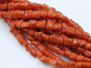 ลูกปัดปะการังแดงอิตาลีธรรมชาติทรงก้อนกลมขนาด 5x4 8x7 มม. ประมาณ 8 นิ้ว รับรองโดยบุคคลที่สามสำหรับการทำเครื่องประดับ - Product Image 1