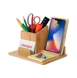 Stylish Bamboo Metal Handicraft Bookends Charging Slot | Eco-Friendly Office Solution Contemporary Design Scenic Pattern Natural - Product Image 1