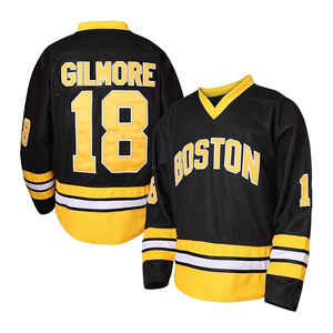 Camiseta de Hockey Unisex Bost con Cuello en V, Malla, Manga Larga, Negra y Amarilla, Talla 43, Transpirable, Secado Rápido, Nombre Personalizado, Ropa Deportiva de Poliéster - Product Image 1