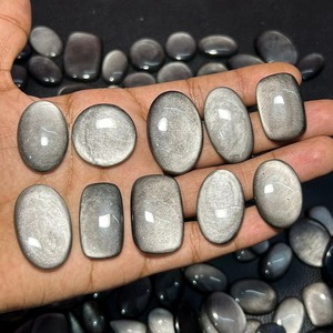 ออบซิเดียนสีเงินธรรมชาติคุณภาพสูง รูปทรงหลวม สีเขียว คริสตัลบำบัด สำหรับทำเครื่องประดับ อัญมณีขนาดอิสระ - Product Image 2