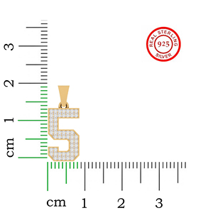 Diamtrendz Lucky Number 5 <b>Pendant</b> Chain 925 Silver Rhodium Hiphop Cubic Zirconia Diamond 10K 14K 18K <b>Solid</b> <b>Gold</b> Option Available - Product Image 4