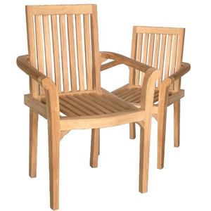 Mobilier de jardin, chaise empilable, chaise empilable, siège de salle à manger en bois de teck, mobilier de jardin de Patio extérieur 6 - Product Image 1