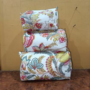 Sac en coton matelassé avec fermeture à glissière, organiseur de maquillage écologique, lot de 3, grande capacité, sac de voyage pour cosmétiques - Product Image 5