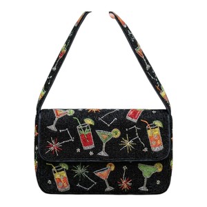 Sac à bandoulière perlé fait main pour le surf, pochette bleue en perles de planche de surf, sac à main de plage pour femme, sac de soirée - Product Image 3