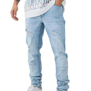<b>Top</b> Quality Skinny Ripped <b>Distressed</b> Denim Jean Pant Streetwear Style High Waist Men's Jeans Pants - Product Image 1