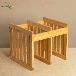 Étagère de rangement portable à 3 niveaux en bambou pressé, faite à la main, pour usage domestique, naturelle, durable et écologique - Product Image 2