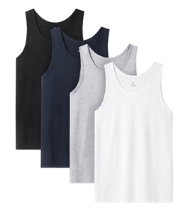 เสื้อกล้ามลำลองผู้ชาย ผ้าโพลีเอสเตอร์ 100% สีขาวคลาสสิก ดีไซน์เรียบง่าย เหมาะสำหรับใส่ซ้อนกัน เป็นมิตรกับสิ่งแวดล้อม พิมพ์ลาย DTF สำหรับกีฬาและการฝึกซ้อม - Product Image 4