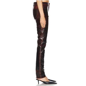 Services OEM – Pantalon décontracté en cuir pour femme, taille mi-haute, style streetwear, en toile, avec design tendance - Product Image 4