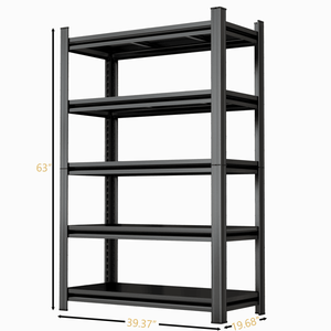 5 Tier <b>Adjustable</b> Metal Storage Shelves 2200LBS Capacity Black Garage <b>Shelving</b> <b>Unit</b> Requires Assembly - Product Image 2