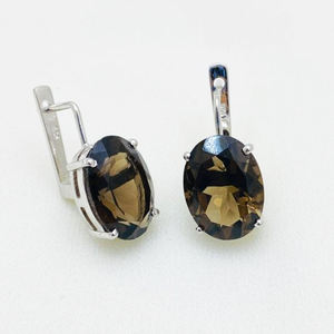 Boucles d'oreilles tendance en argent sterling et quartz fumé pour femmes, pour un usage quotidien et festif, à prix attractif - Product Image 2