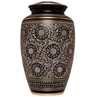Urne Métallique Classique Dorée à Motifs Floraux Faite à la Main, Vase Décoratif Art Déco pour Occasions de Démourrage, Forme Opaque, Glaçure Écologique, 1-2L