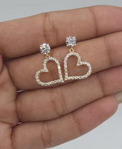 Pendientes Colgantes de Oro de 14K con Diamante Cultivado en Laboratorio de 1.15ct, Diseño de Corazón Abierto Lateral, Joyería Elegante para Regalo, Fiesta, Mujer - Product Image 5