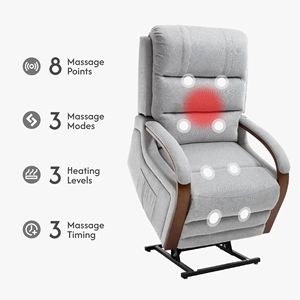 Fauteuil inclinable électrique à double moteur avec fonction massage et chaleur, revêtement en velours égyptien pour personnes âgées, fauteuil releveur électrique - Product Image 3