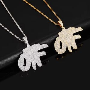 Iced Out Diamant OTF Anhänger Charm 935 Silber Plattiert Bling Zweischichtig Moissanit Fassung Buchstaben Geschenkanhänger - Product Image 1