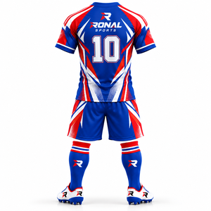 Conjunto de Uniforme de Fútbol para Hombre Adulto, Transpirable, de Secado Rápido, Ligero, Personalizable, Tela de Poliéster de Alta Calidad, Nombre del Equipo Personalizado - Product Image 2