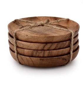 Wholesale Handmade Wooden <b>Coaster</b> <b>Set</b> 6mm Classic Eco-Friendly Custom Logo Home Commercial Use Table Protection Coffee Kaizen - Product Image 2