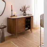 Buffet Vandana Stellar Lyra en bois de mangue et marbre de Sienne