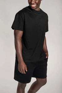 Ensemble T-shirt et short en coton surdimensionné pour homme, manches courtes, col rond, deux pièces, tenue décontractée de sport - Product Image 3