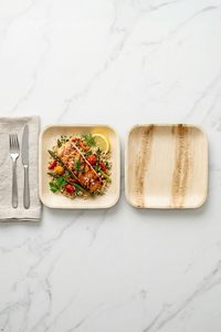 Platos Desechables Ecológicos de Hoja de Palma Cuadrados de 8 Pulgadas para Aperitivos y Frutas, Eventos y Celebraciones en Restaurantes y Hoteles, Platos para Fiestas Infantiles - Product Image 1