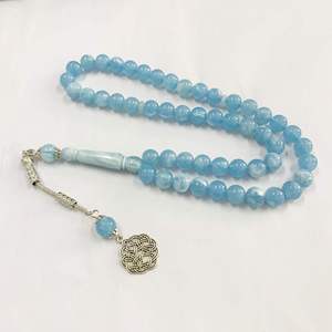 Tasbih Islámico Ecológico, Pintado a Mano con Diseño Animal, Material de Resina Sintética Acrílica, Brazalete Subha Azul Hecho en Uttar Pradesh - Product Image 2