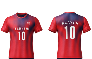 Ensemble de maillot de football personnalisé pour homme, qualité supérieure, 100 % polyester, sublimation, rayures, coupe classique, col rond, manches courtes, respirant - Product Image 2