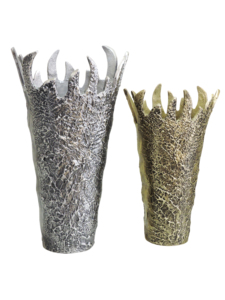 Macetero Moderno de Metal Plateado con Baño de Oro, Florero Escultural con Borde Texturizado, Decoración Artística para Mesa, Estilo Contemporáneo para el Hogar - Product Image 5