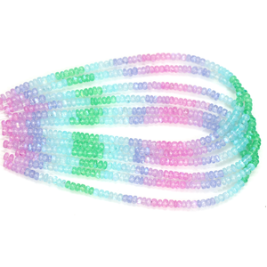 Cuentas redondas lisas de piedra lunar arcoíris natural brillante, 15 pulgadas, 5-8 mm, cuentas de piedras preciosas rosas, azules y verdes, joyería al por mayor - Product Image 2