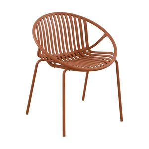7-Piece Modern Expandable Dining Set for Outdoor Orange & Teak <b>Stackable</b> <b>Chair</b> <b>Garden</b> Furniture Collection - Product Image 5
