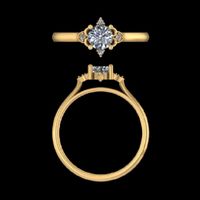 Bague de fiançailles en diamant de laboratoire brillant, or jaune 18 carats, inspirée du style vintage, avec tête en filigrane polie, pour anniversaire
