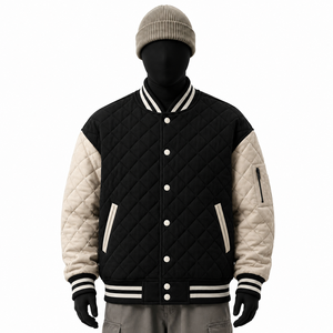 <b>Men's</b> Lightweight Letterman <b>Jacket</b> with Rib Knit Collar and Contrast Sleeves - Product Image 1