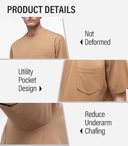 Custom Oversized <b>Pocket</b> T <b>Shirt</b> 100% Cotton Heavyweight Blank Tee Private Label Streetwear OEM Manufacturer - Product Image 5