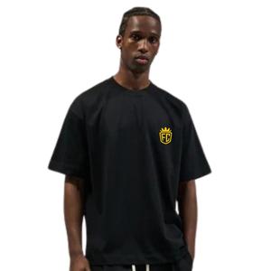 Camiseta Negra de Corte Holgado para Hombre, Manga Corta, Cuello Redondo, Algodón, Estilo Casual, Minimalista, Urbano, para el Verano, Uso Diario, Cómoda - Product Image 5