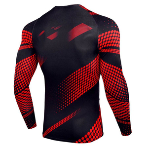 Vente en gros de rashguard à manches longues à impression numérique pour hommes, logo sur le devant, respirant, séchage rapide, anti-UV, surf, BJJ - Product Image 4