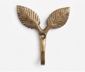 Artisanal Vintage Leaf Design Metal Wall <b>Hook</b> For Clothing Rust Resistant Single <b>Hook</b> Plant Pattern Style - Product Image 2