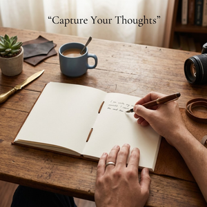 Diario de Papel Hecho a Mano con Cubierta de Cuero Tostado Premium |   Diario con Cubierta de Cuero Estilo Vintage |   Cuaderno de escritura |   Diario de Regalo 2026 - Product Image 3