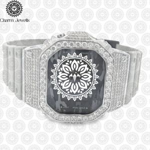 Charm Jewells Montre de luxe pour homme en acier inoxydable, boîtier de 40 mm, cadran en verre, mouvement mécanique analogique, bracelet en acier inoxydable, date automatique - Product Image 3