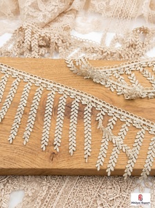 Ribete de encaje con flecos HitJem Export, borde decorativo de algodón con borlas para textiles de moda - Product Image 3